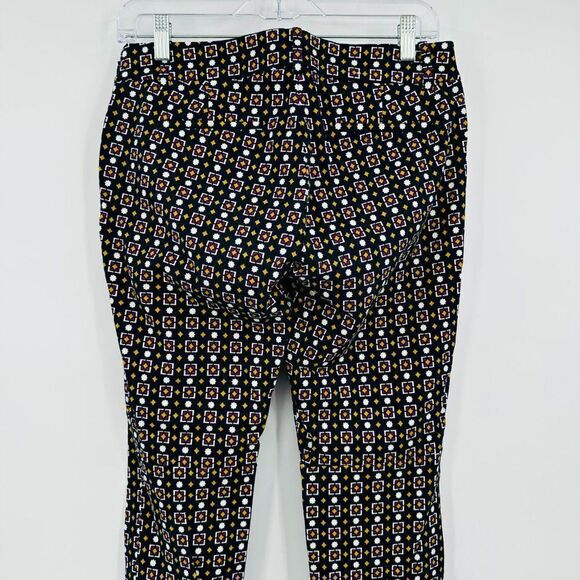 J. Crew Size 6 Navy Blue Geometric Printed Side Zip Winnie Capri Pants - Picture 6 of 8